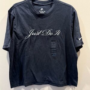 Nike Sportswear Wmn Small Shirt Black Just Do It Retro Distress Embroidered NEW
